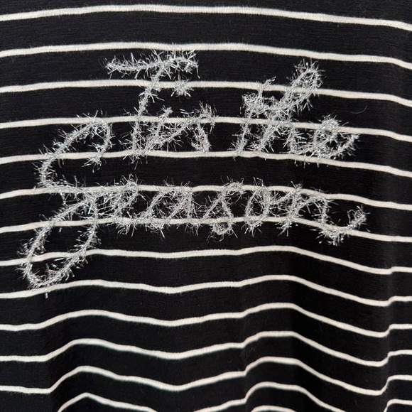 Talbots Women's Long Sleeve Striped Top Size L Holiday Sparkle Tee - Picture 2 of 6